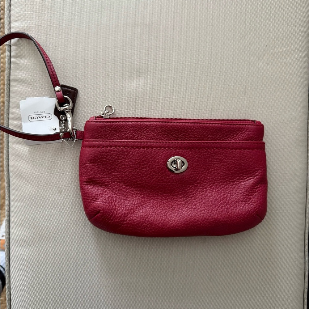 Coach Wristlet, park leather, color black cherry. NWT!